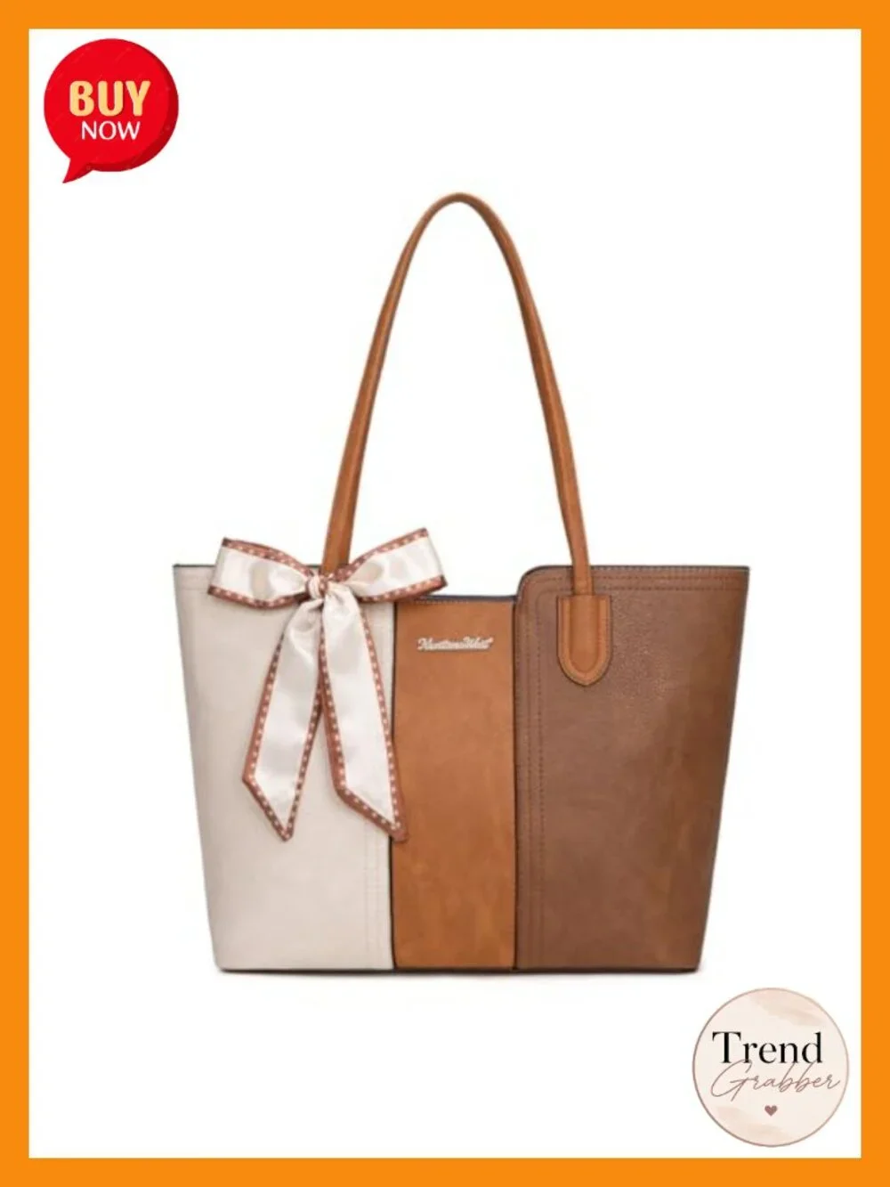 Vegan Leather Top Handle Satchel Tote Work Bag with Scarf